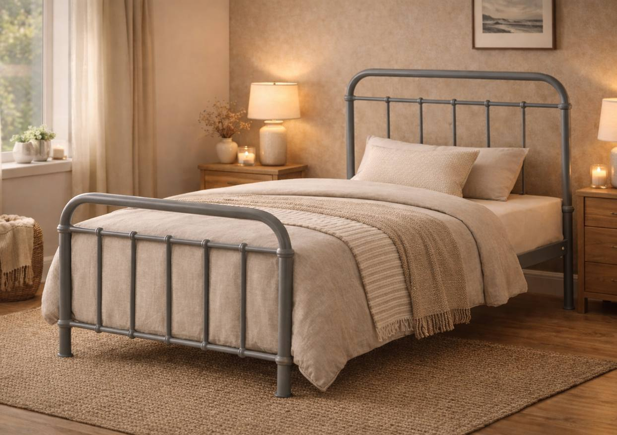 Bexley Metal Bed Frame in Pebble - single size