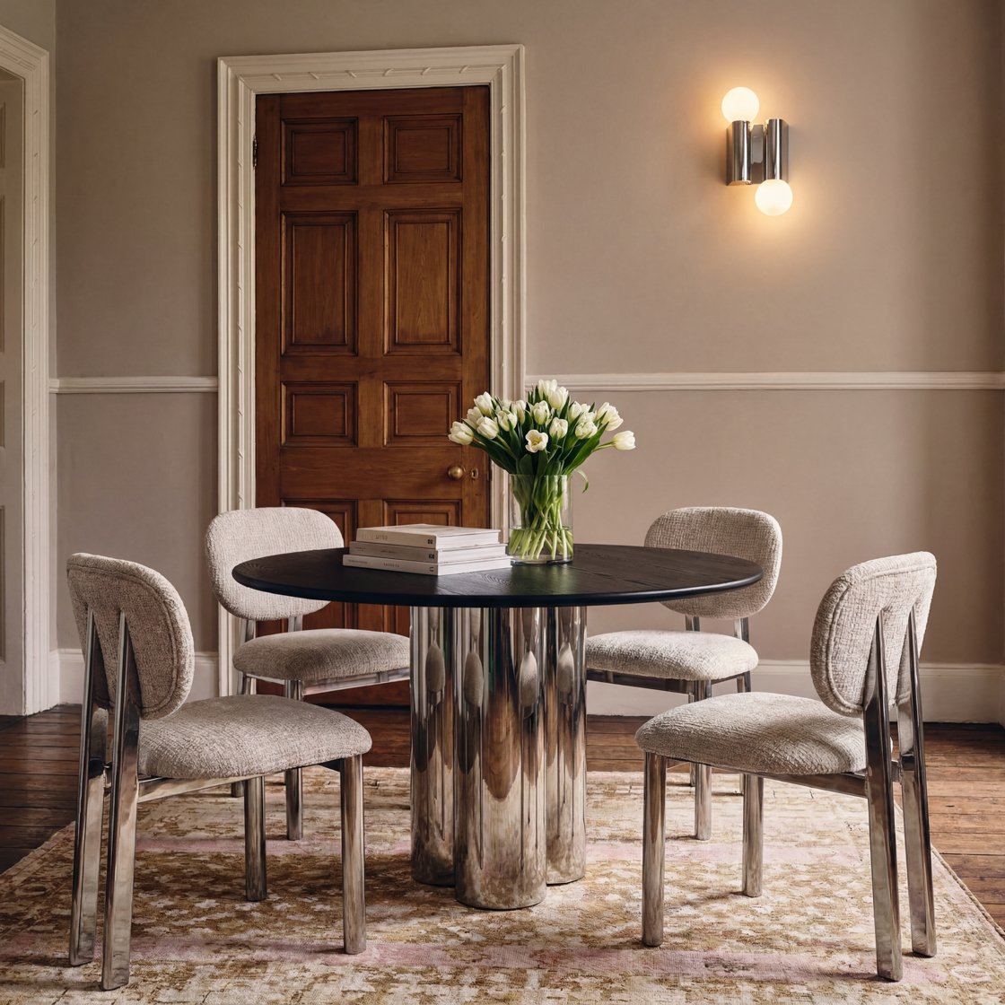 Bosham round dining table with pillar base