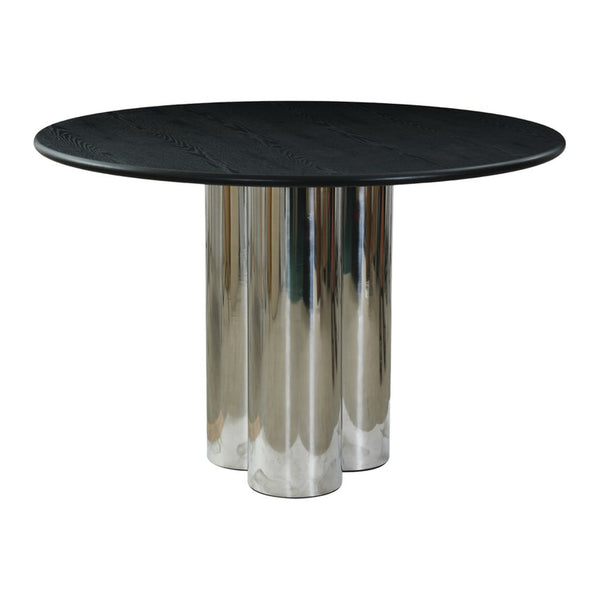 Bosham round dining table with pillar base in Black