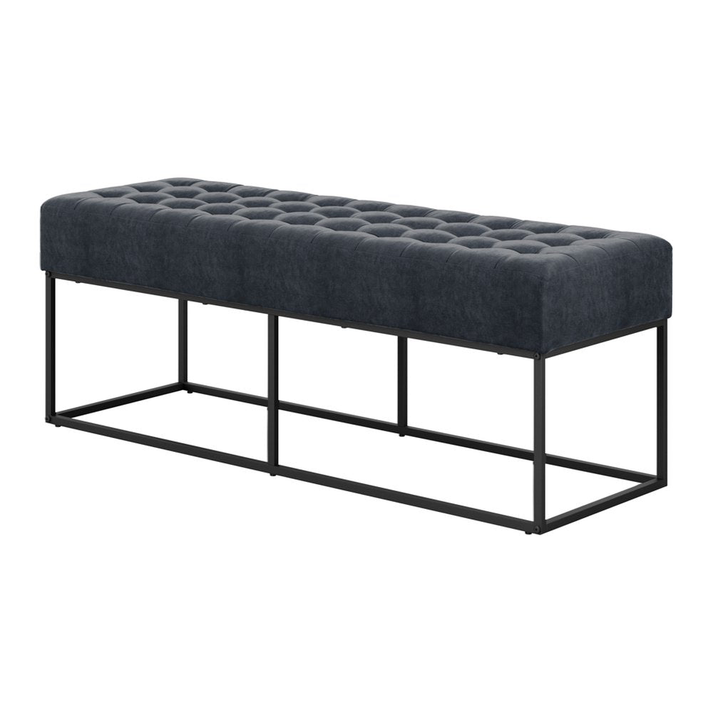 Braemar buttoned chenille bench in Steel Grey