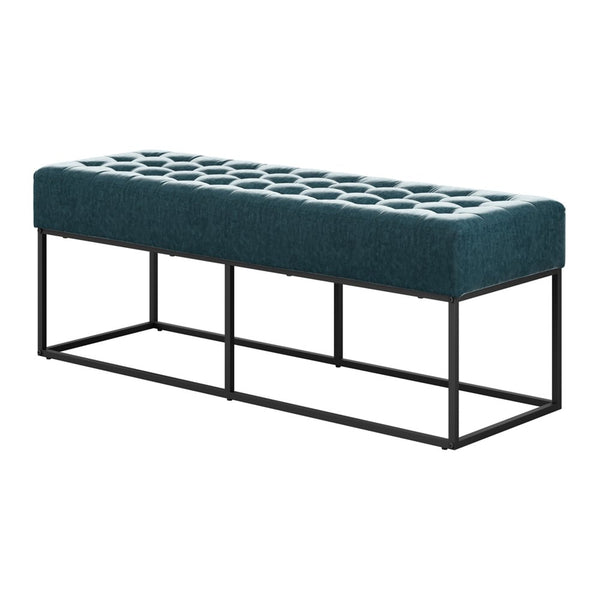 Braemar buttoned chenille bench in Yale Blue
