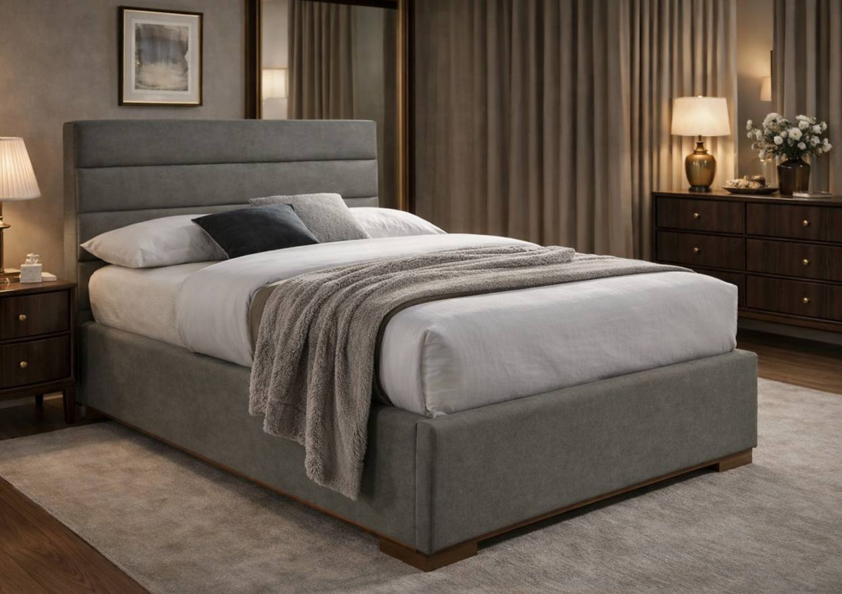 Bramwell Side Lift Ottoman Bed in Light Grey