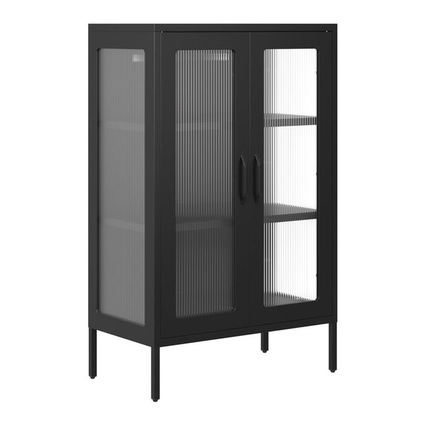 Branscombe reeded glass storage unit in Black