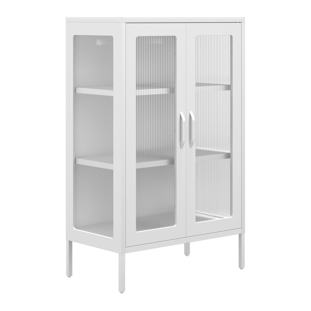 Branscombe reeded glass storage unit in White