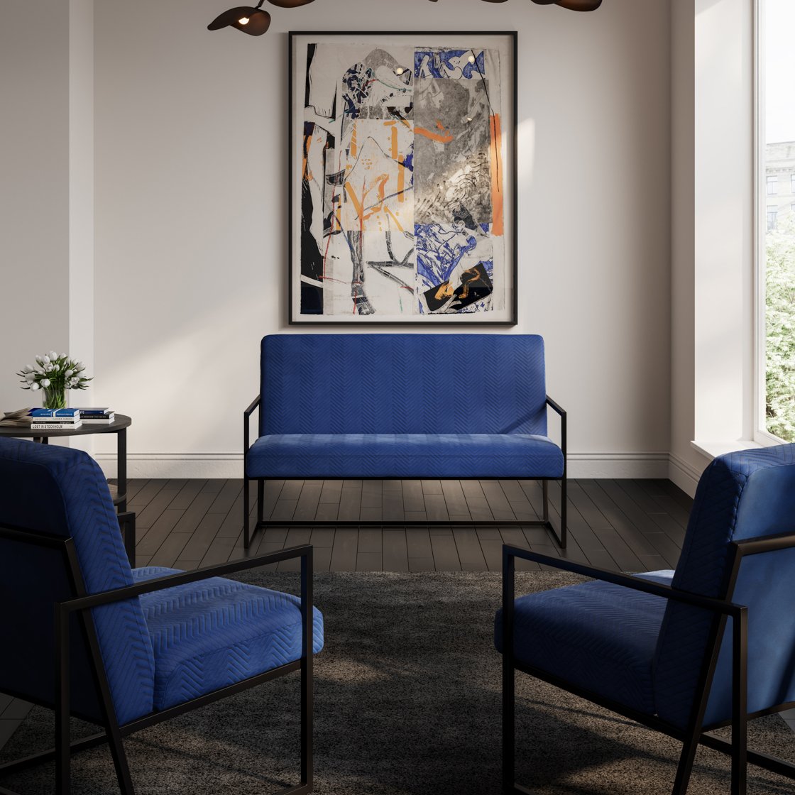 Bryanston chevron velvet sofa