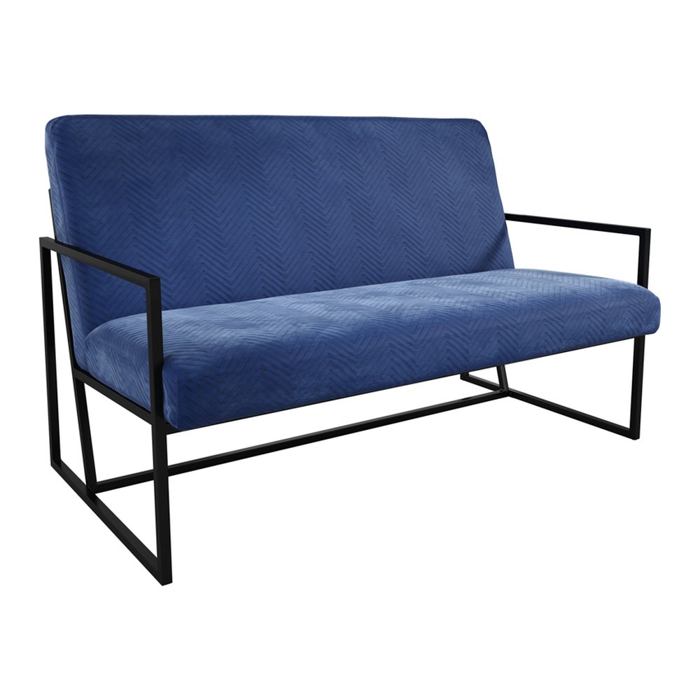 Bryanston chevron velvet sofa in Oxford Blue