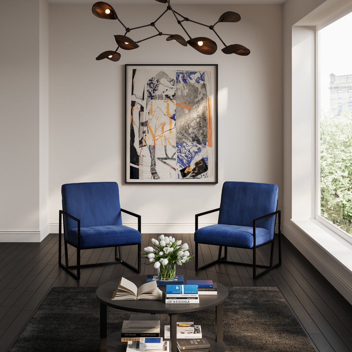 Bryanston velvet accent chair with chevron pattern