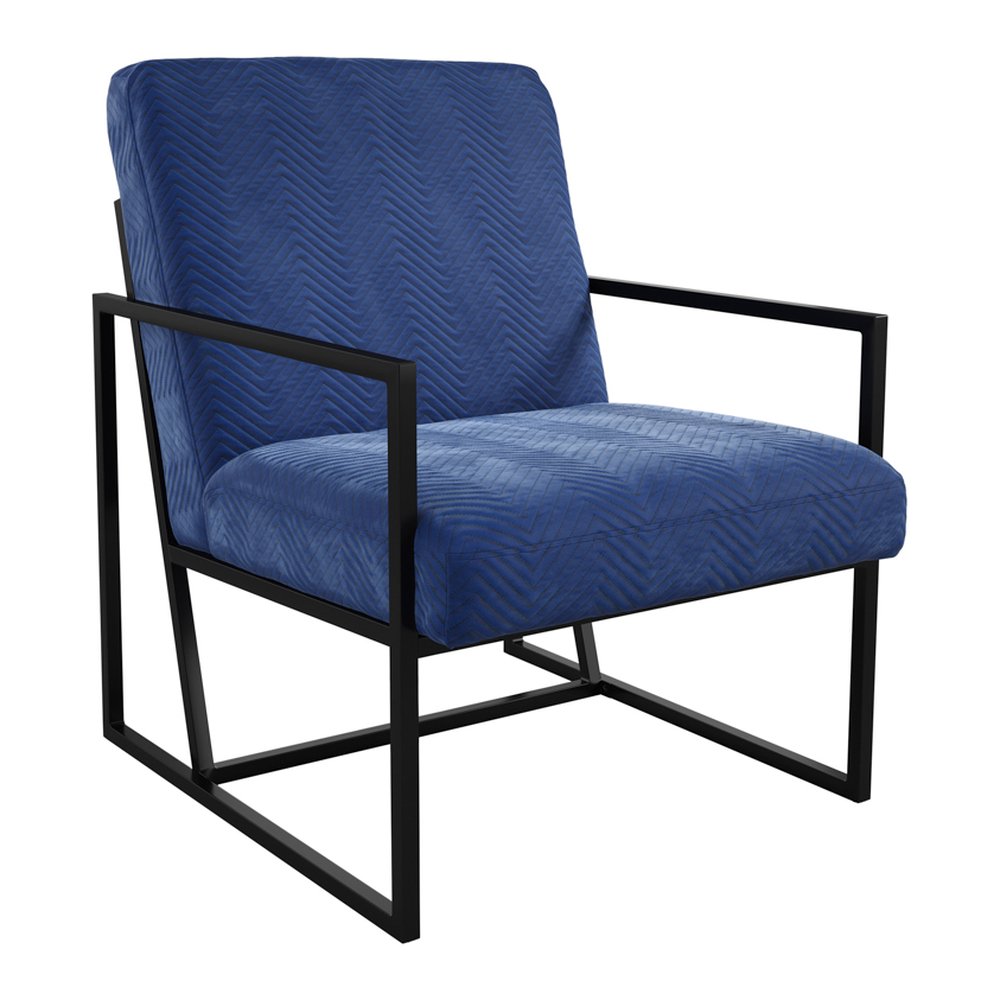 Bryanston velvet accent chair with chevron pattern in Oxford Blue