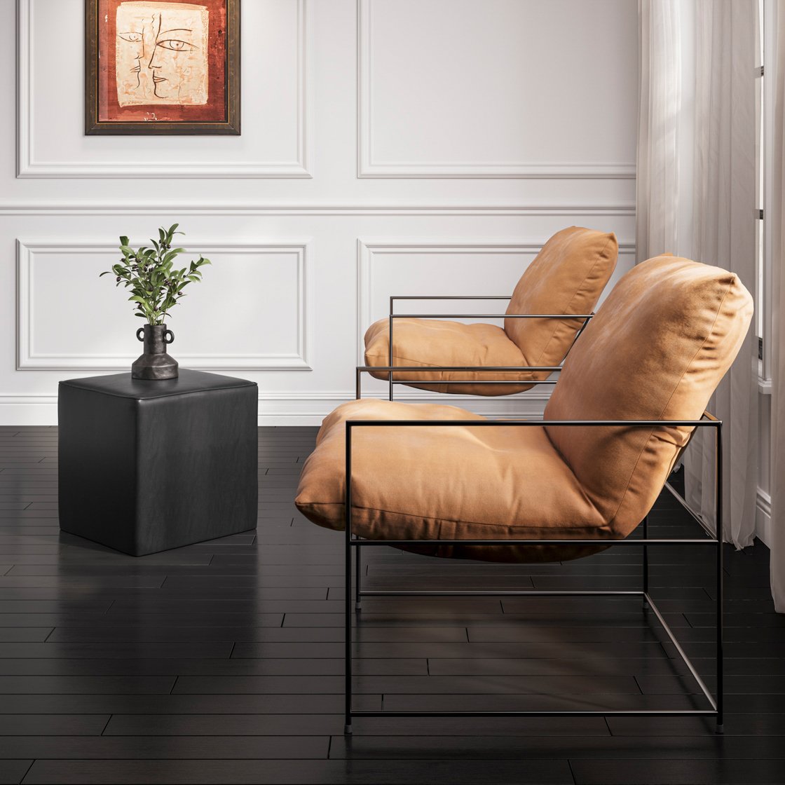 Canonbury industrial lounge chair with metal frame