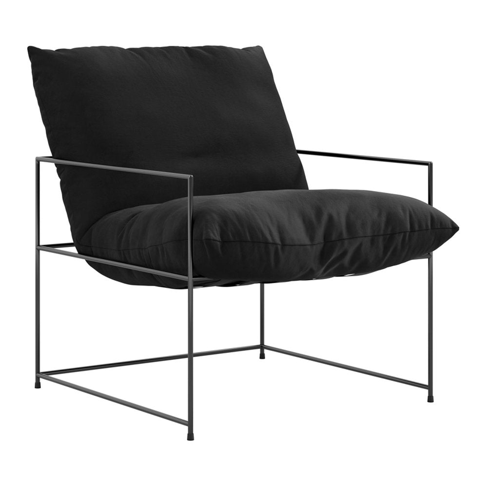 Canonbury industrial lounge chair with metal frame in Black