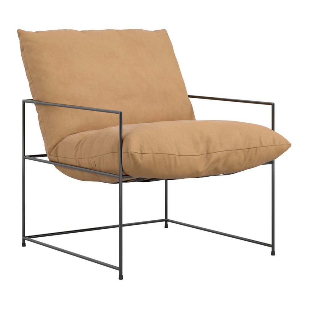 Canonbury industrial lounge chair with metal frame in Tobacco