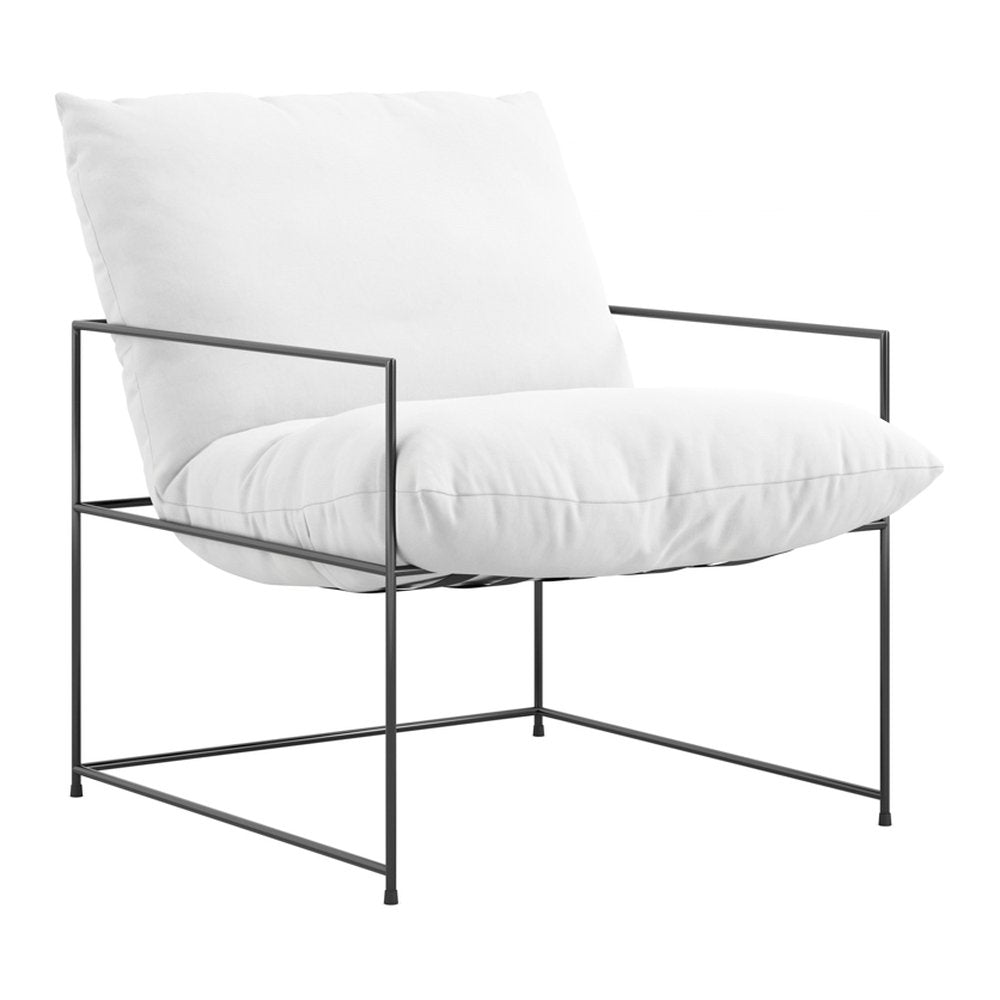 Canonbury industrial lounge chair with metal frame in White
