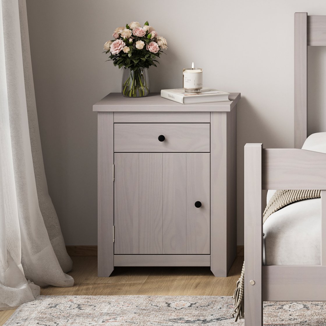 Castle washed wood bedside table