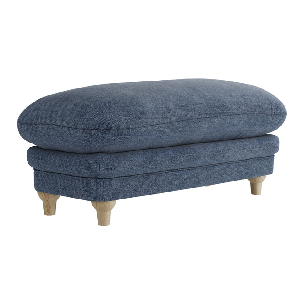 Chalcot chenille footstool in Denim Blue