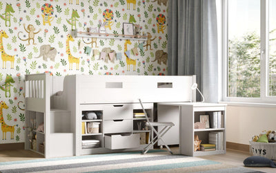 Marcus Mid Sleeper Bed with Desk & Storage - Hover