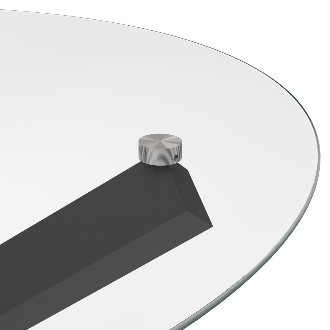 Chilham glass top dining table with metal legs