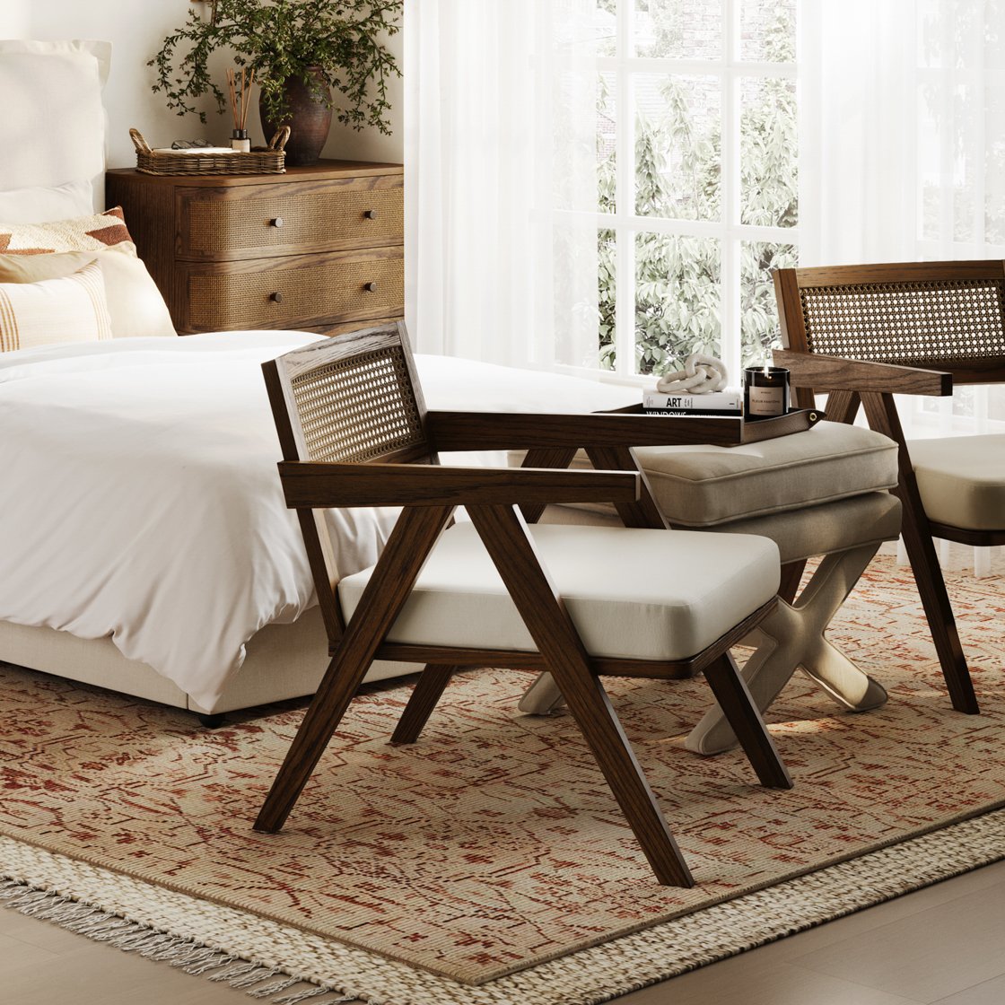 Chiswick woven accent chair with pine frame