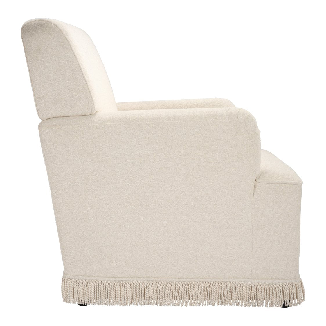 Clarendon fringed velvet armchair with bolster cushion