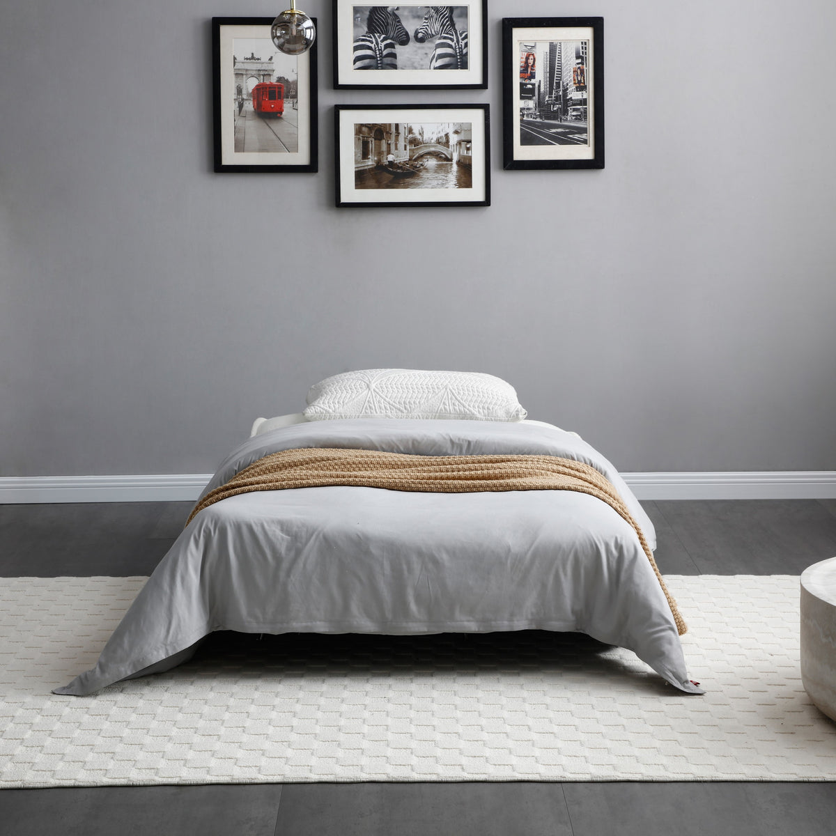 Cleveley Three Seater Click-Clack Sofa Bed in Cream Sherpa – product view 5