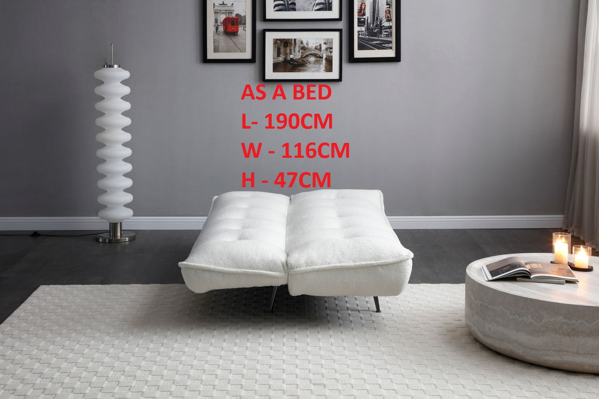 Cleveley Three Seater Click-Clack Sofa Bed in Cream Sherpa – product view 6