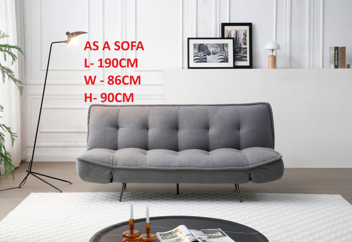 Cleveley Three Seater Click-Clack Sofa Bed in Grey Sherpa – product view 15