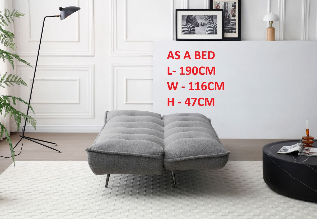 Cleveley Three Seater Click-Clack Sofa Bed in Grey Sherpa – product view 16