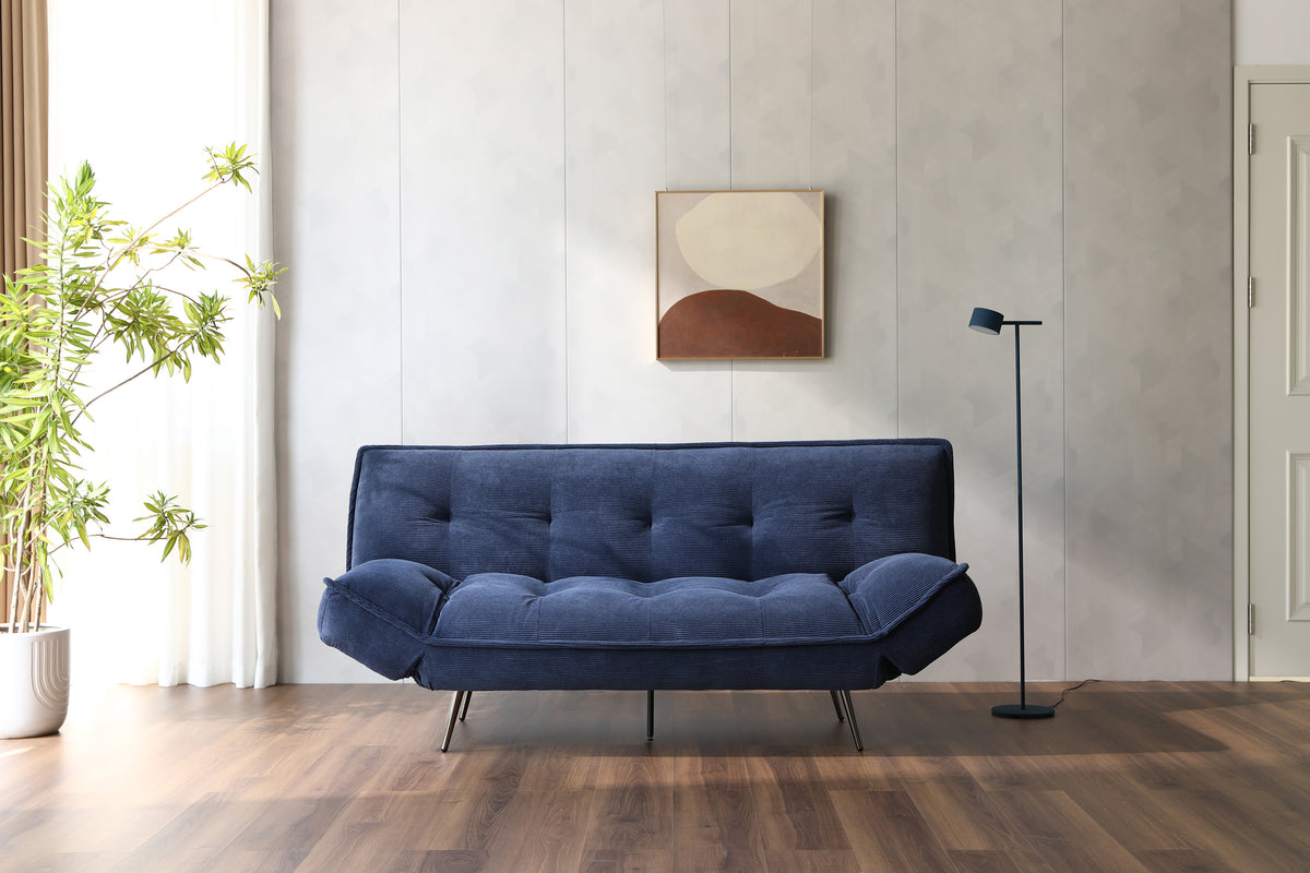 Cleveley Three Seater Click-Clack Sofa Bed in Navy Blue Cord – product view 28