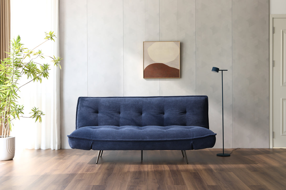 Cleveley Three Seater Click-Clack Sofa Bed in Navy Blue Cord – product view 29