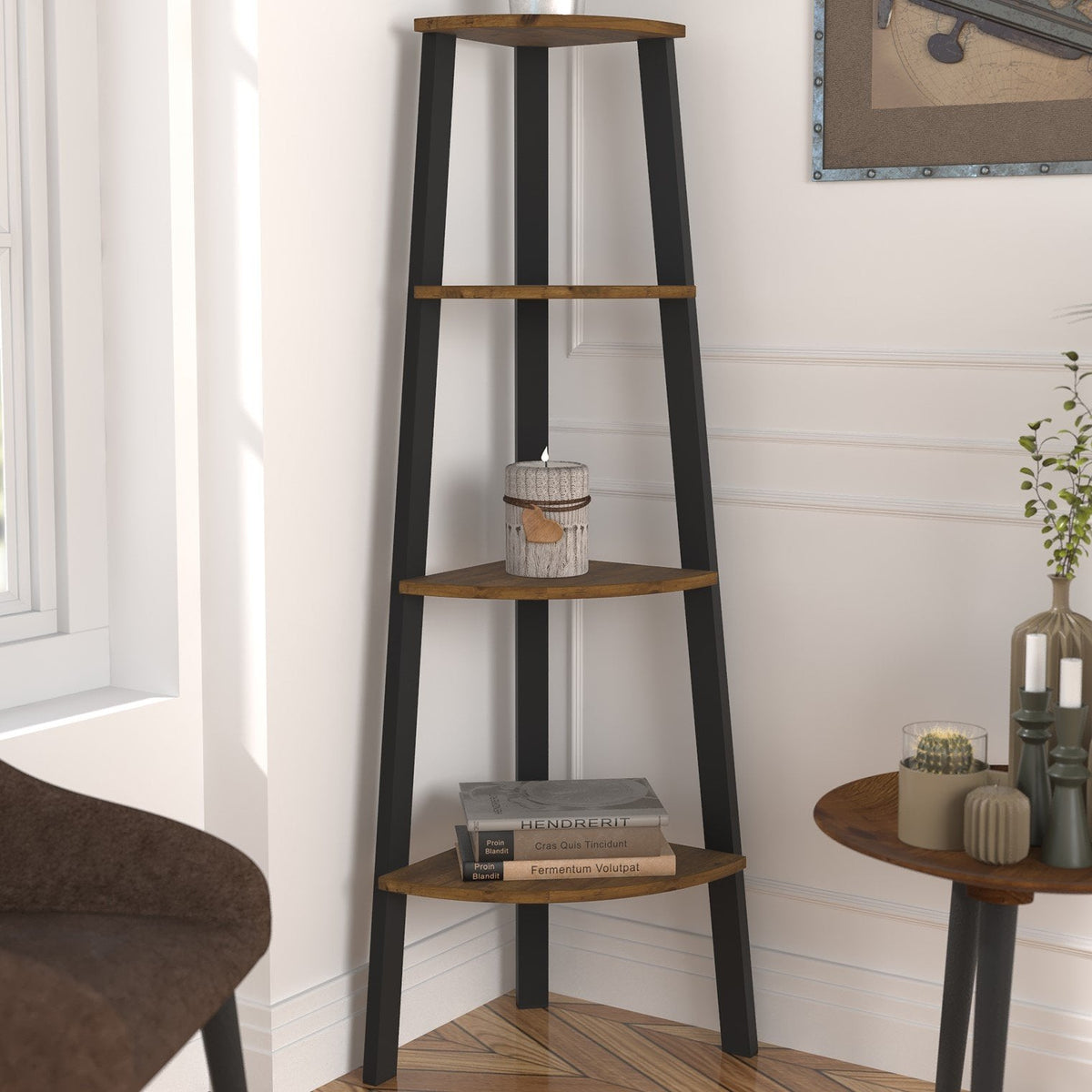 Clovelly rustic corner shelving unit