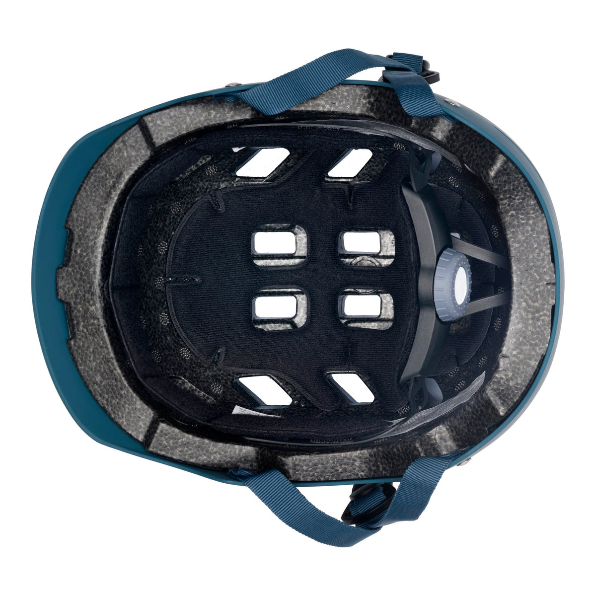 Inside the CoConuts kids helmet, with padding and a fit dial