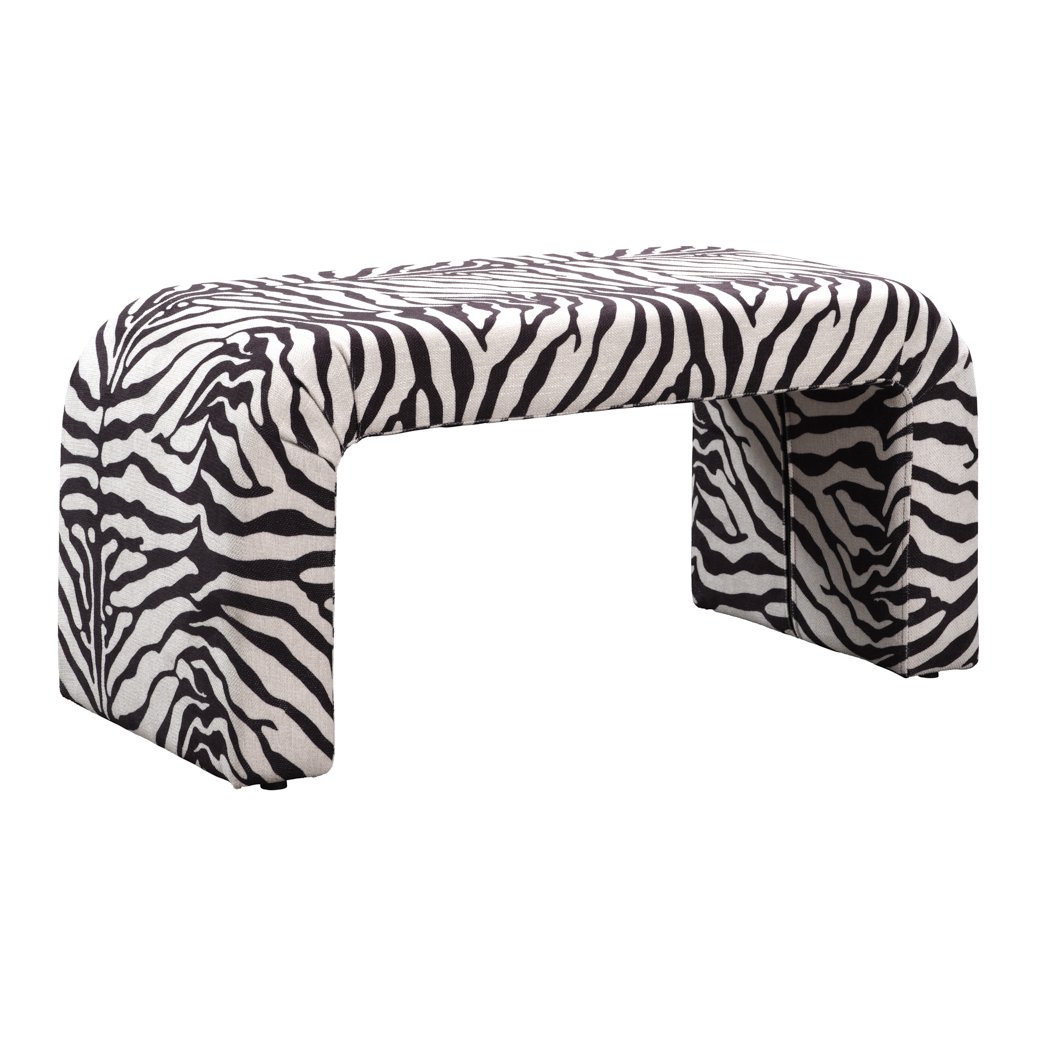 Comrie curved animal print bench in Zebra
