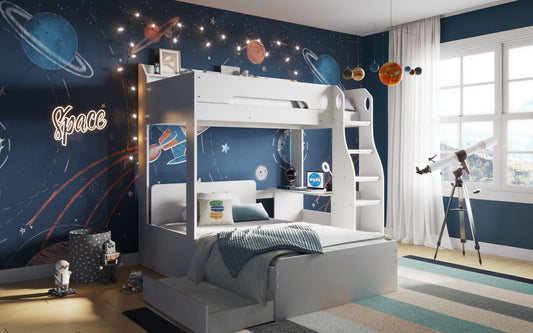 Cosmic L Shaped Triple Bunk Bed - Millie & Jones