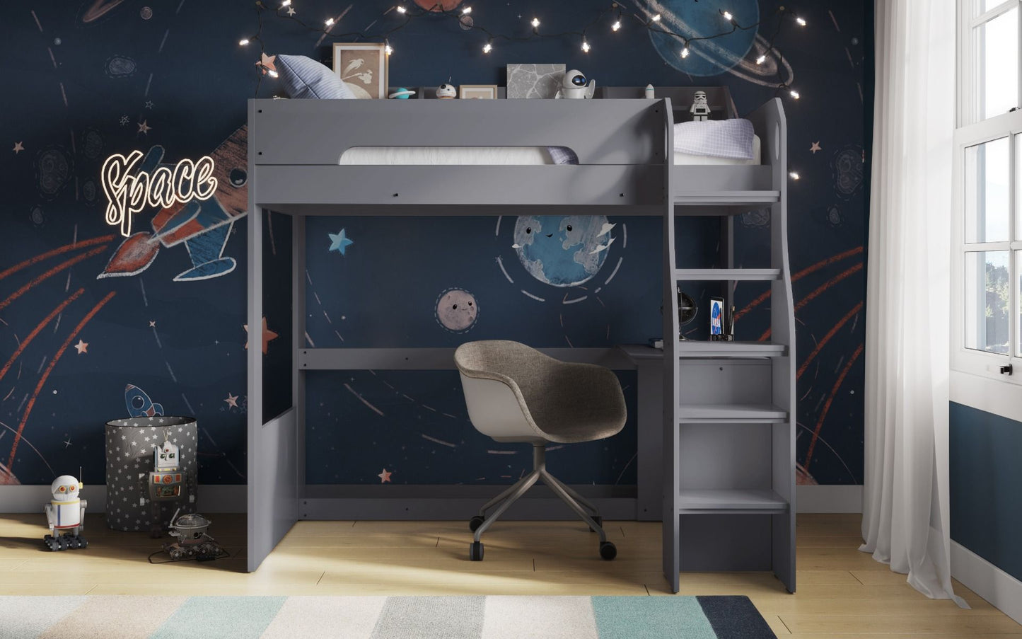 Cosmic Grey High Sleeper Bed