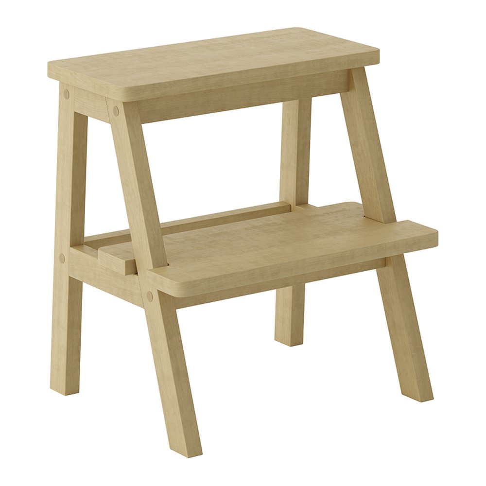 Crail birch wood stool in Grey Wash