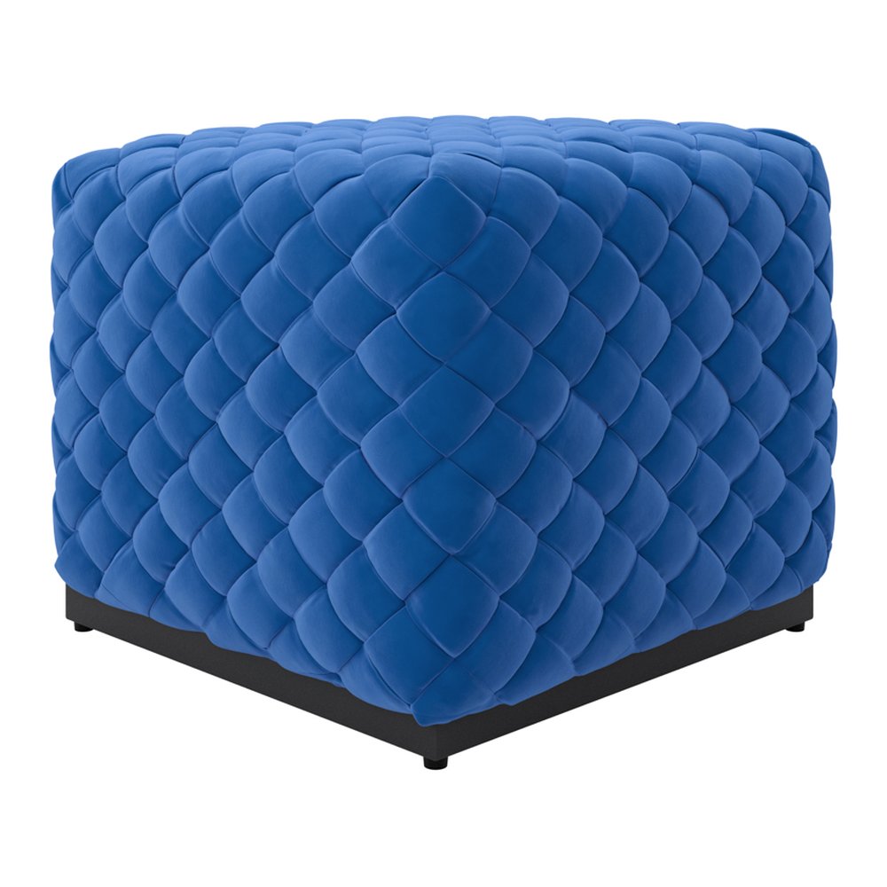 Culross basket weave pouffe in Cobalt