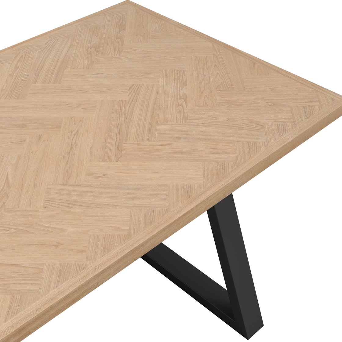 Ditchling herringbone dining table with metal frame
