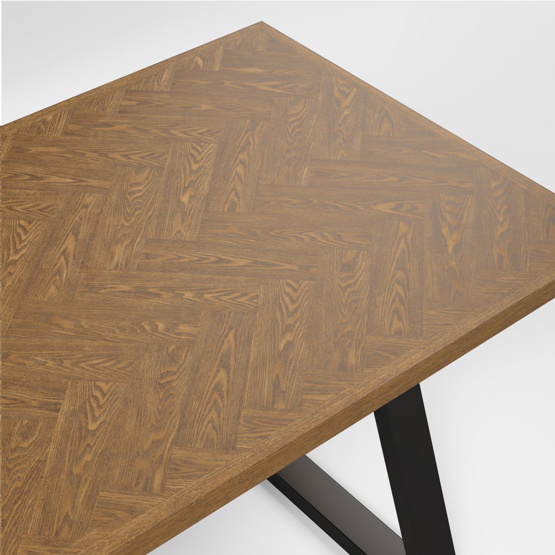 Ditchling herringbone dining table with metal frame