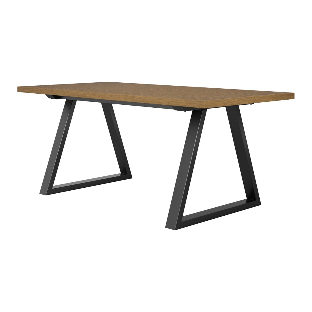 Ditchling herringbone dining table with metal frame in Whiskey
