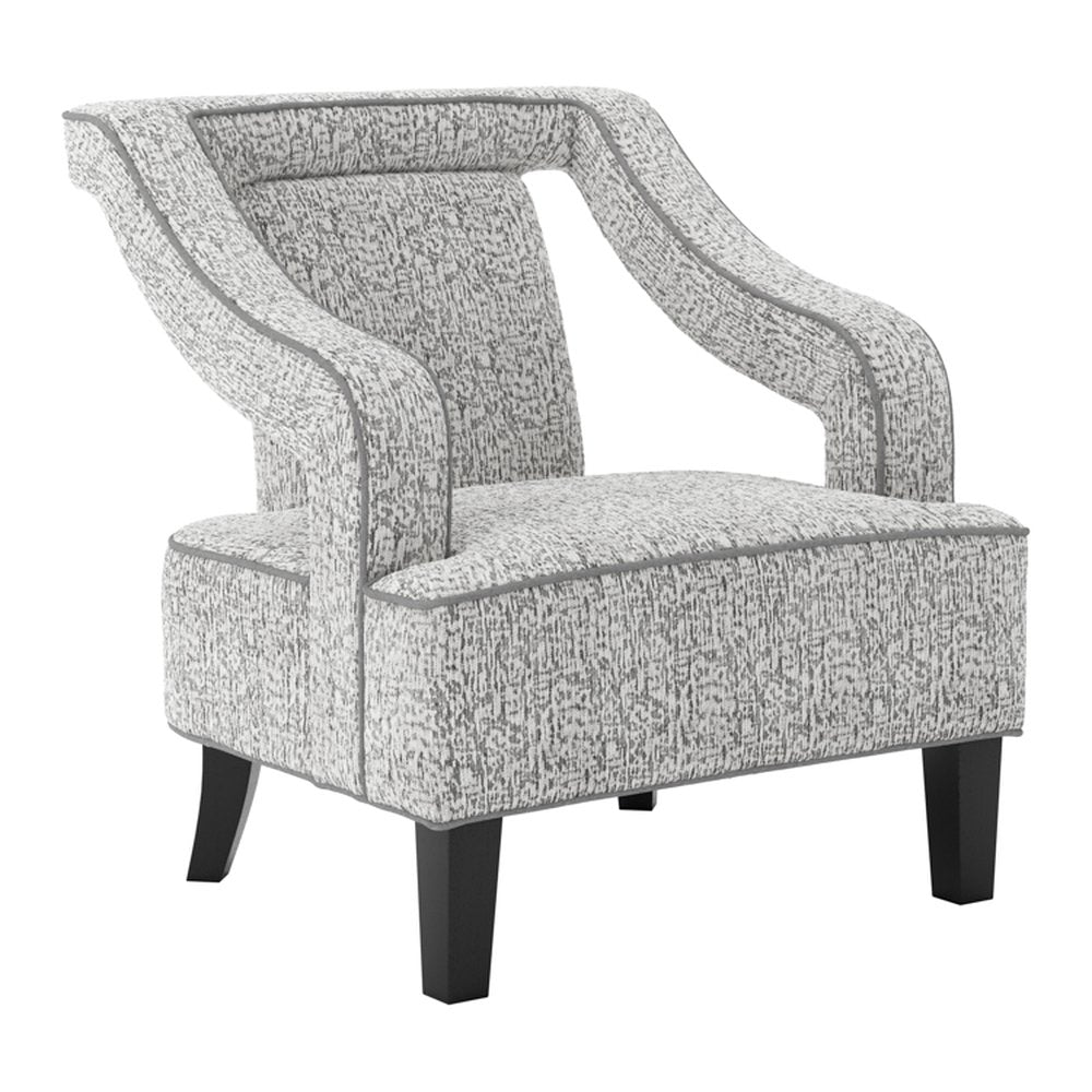 Draycott piped armchair with wooden legs in Elephant