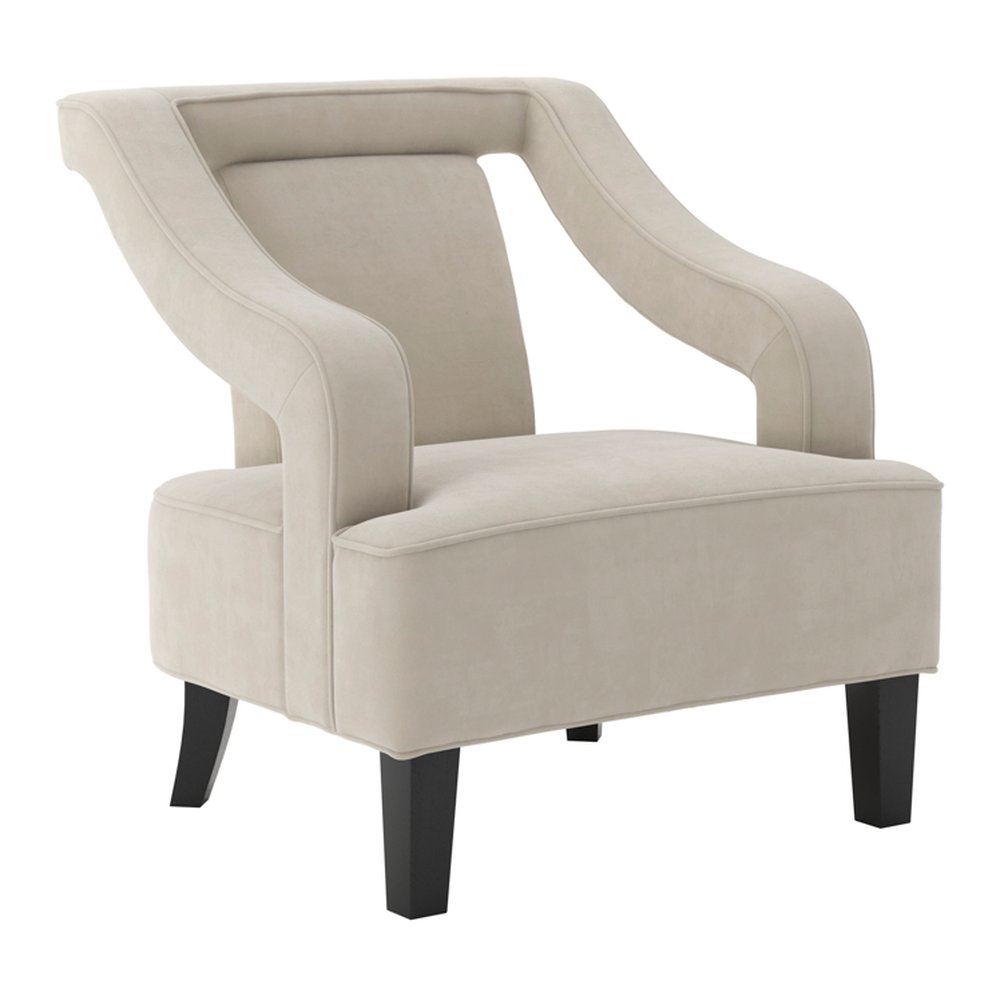Draycott piped armchair with wooden legs in Ivory