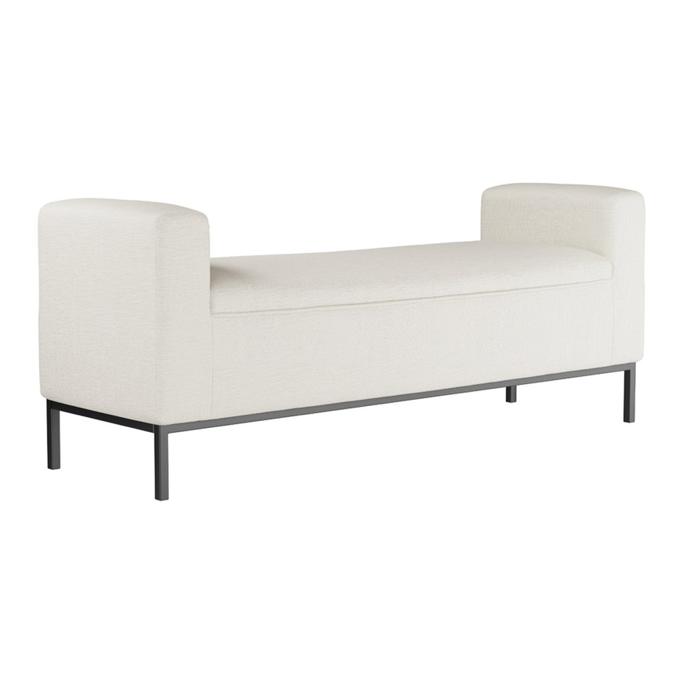 Dunkeld linen blend bench with metal frame in Ivory