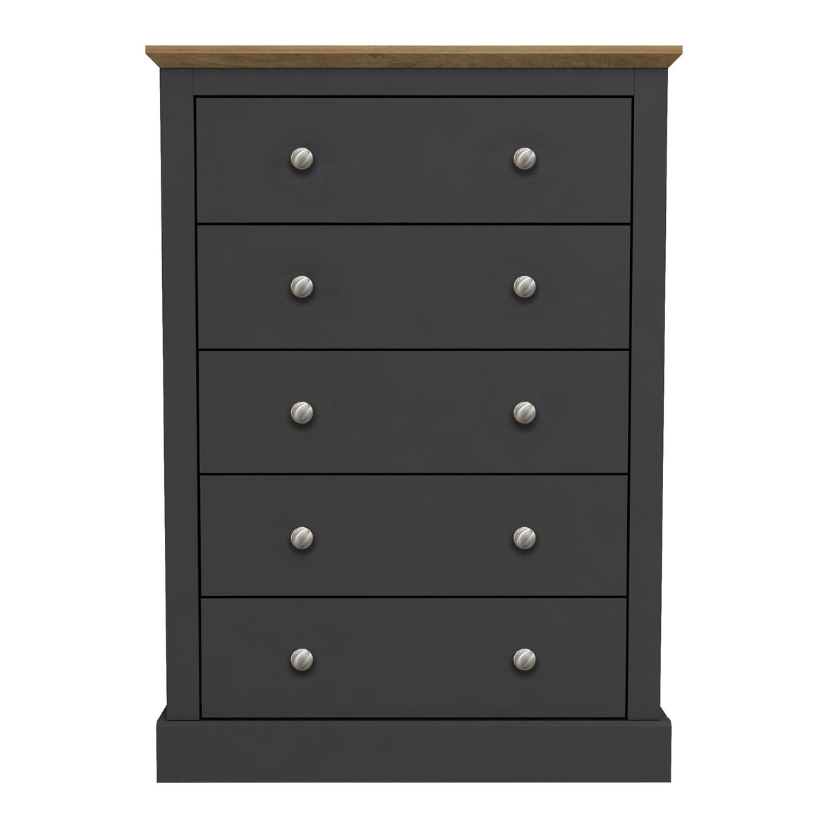 Dunwich 5 drawer chest of drawers in Charcoal