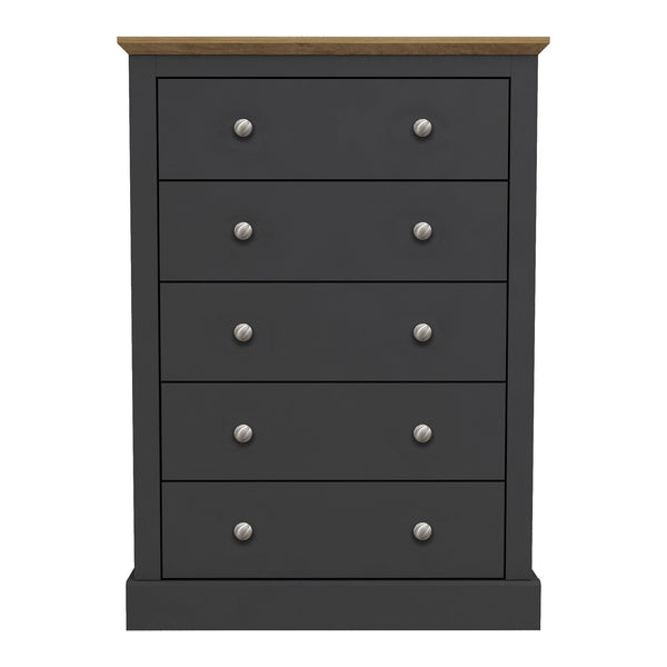 Dunwich 5 drawer chest of drawers in Charcoal