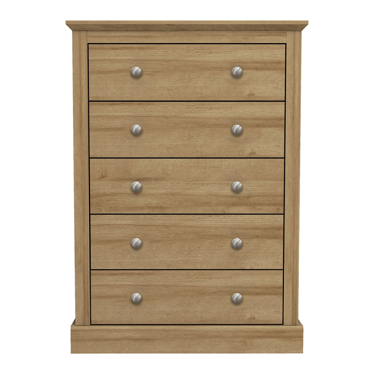 Dunwich 5 drawer chest of drawers in Oak Effect