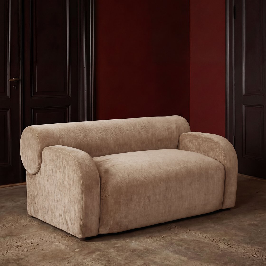 Egerton curved chenille sofa