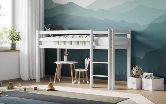 Wooden Elara Shorty White Midsleeper Bed