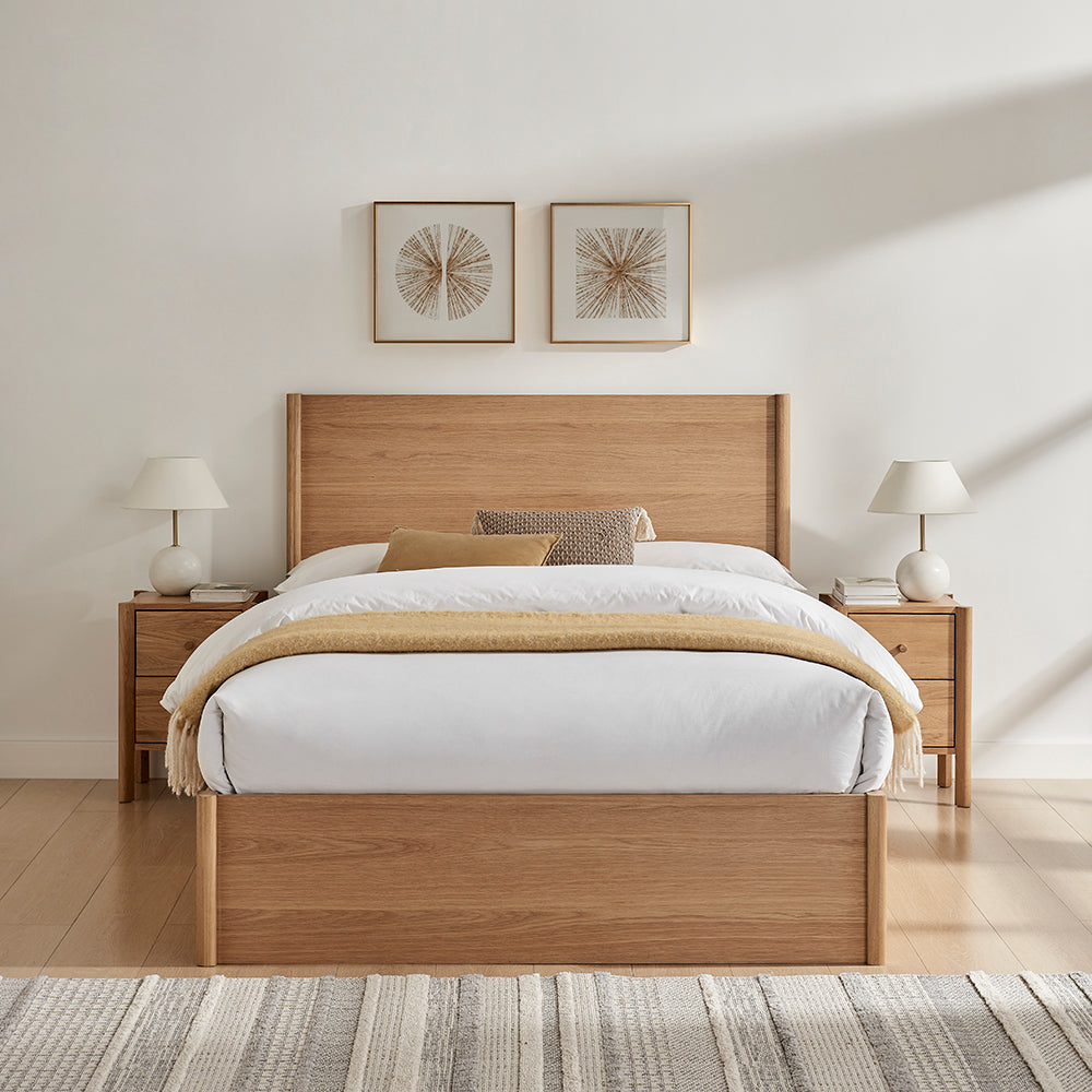 Elmswick Oak Ottoman Storage Bed in Oak – product view 3