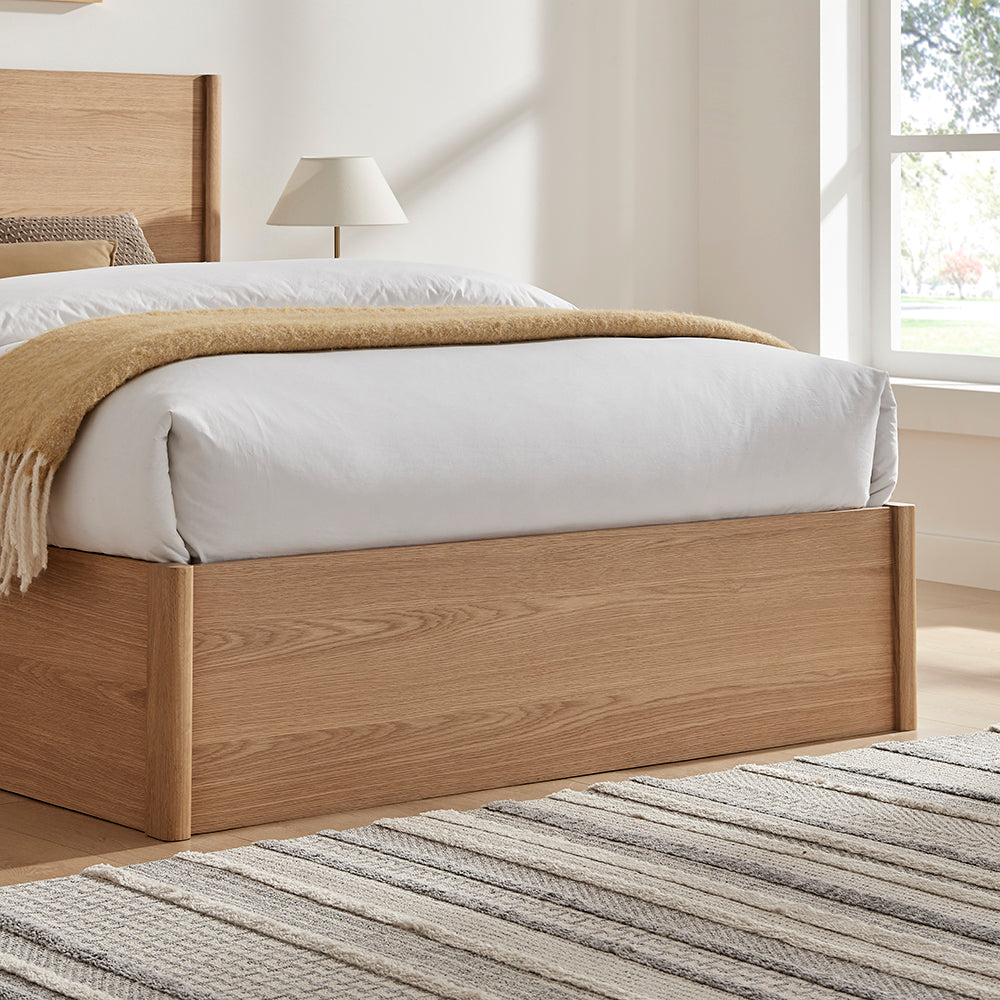Elmswick Oak Ottoman Storage Bed in Oak – product view 5