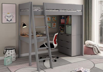 Estella Highsleeper with Desk, Chest and Cube Storage