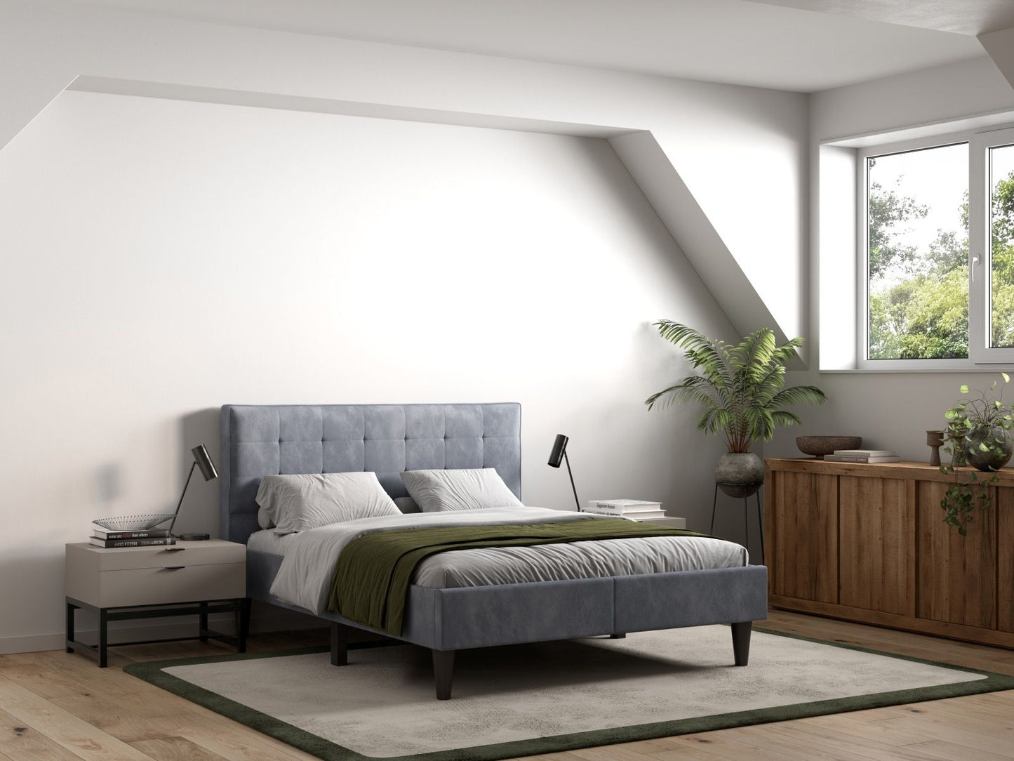 Perth Grey Linen Fabric Bed